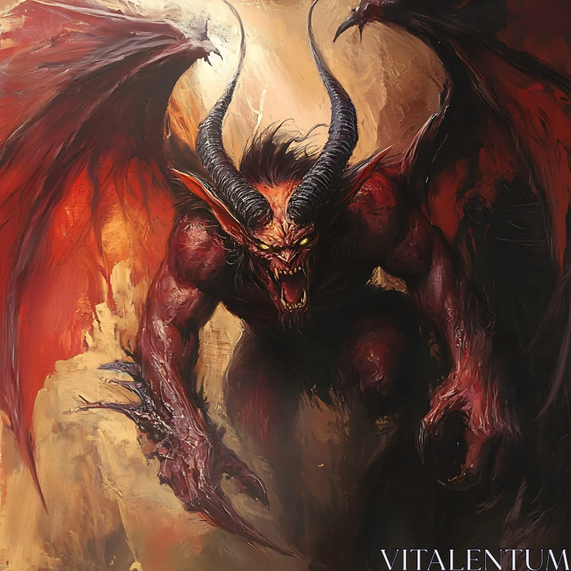 Winged Demon with Piercing Gaze AI Image