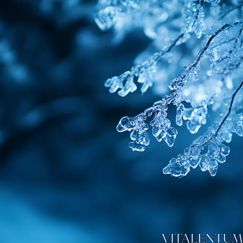 Intricate Ice on Winter Branches AI Image