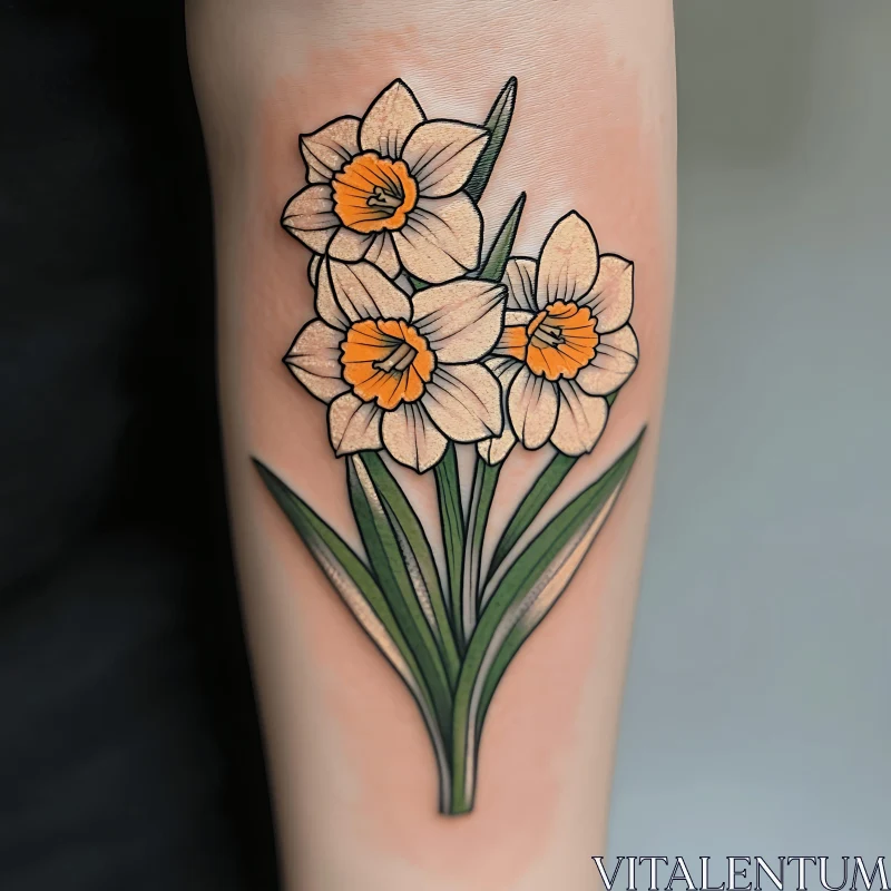 Botanical Flower Tattoo Design AI Image