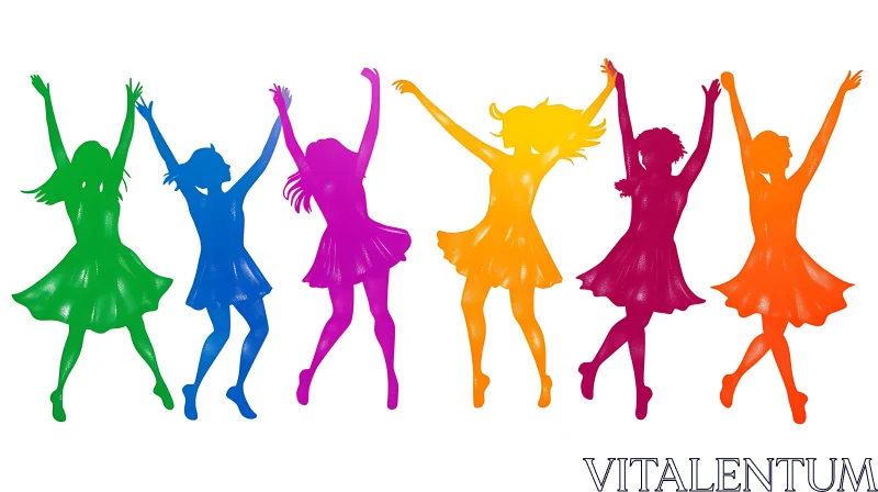 AI ART Dancing Silhouettes in Rainbow Colors