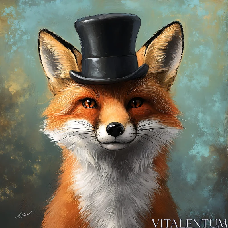 Dapper Fox with Top Hat Painting AI Image