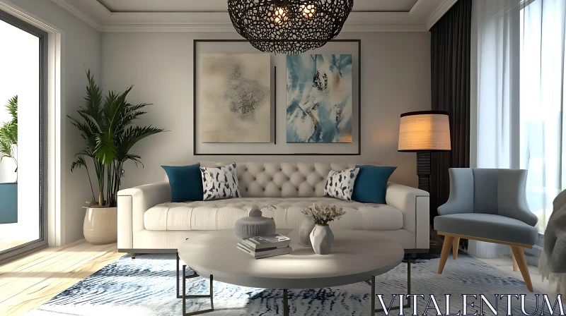 AI ART Modern Living Room with Neutral Tones