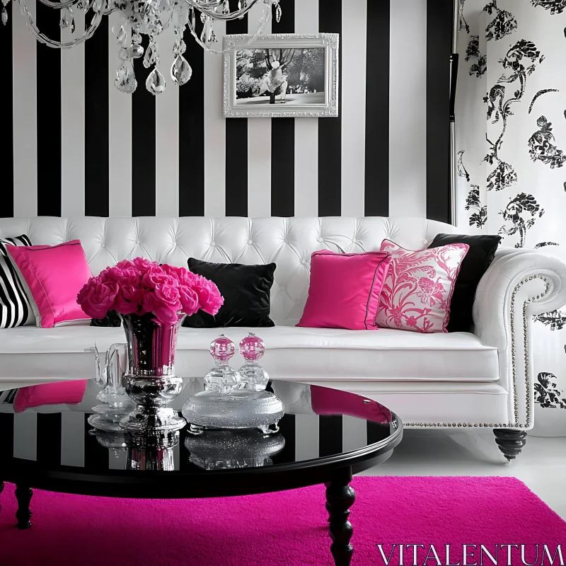 AI ART Elegant Pink and Black Interior