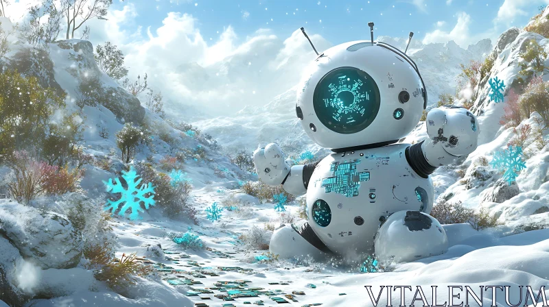 AI ART Snowy Robot Landscape