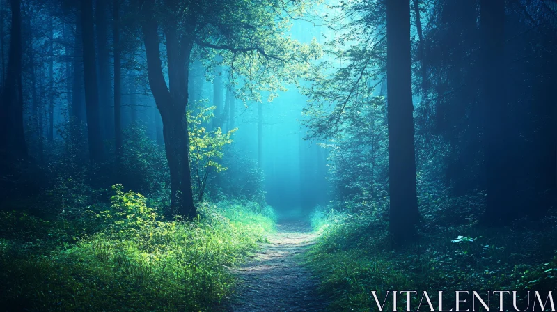 AI ART Enchanted Sunlit Forest Path