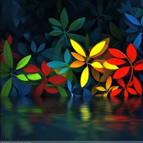 Abstract Leaves and Water Reflection