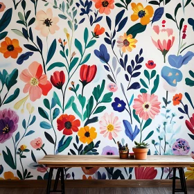 Colorful Flower Pattern on Wall