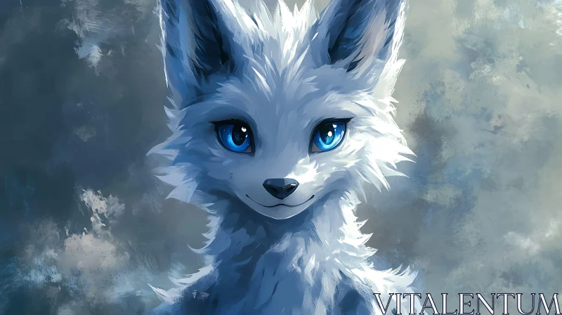 Arctic Fox Gaze: A Digital Painting AI Image