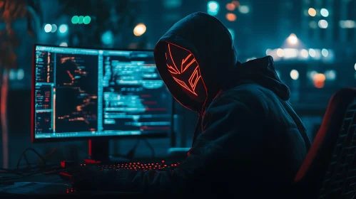 Cybersecurity Hacker at Night