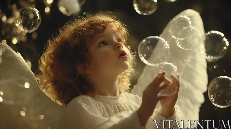 Child Angel with Bubbles AI Image