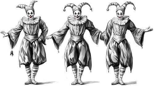 Three Jesters in Monochrome