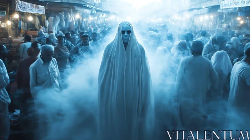 AI ART Phantom in the Mist: Spectral Crowd Image