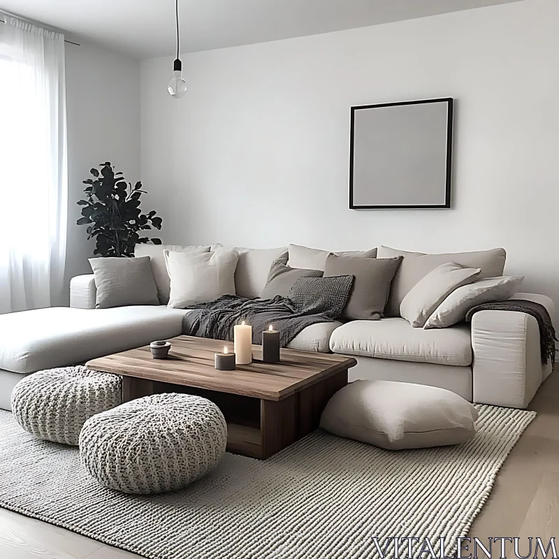 AI ART Serene Home Interior with Couch and Candles