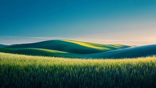 Peaceful Wheat Field Landscape at Sunrise