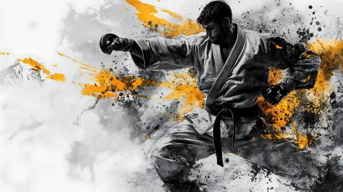 Monochrome Martial Artist Artwork