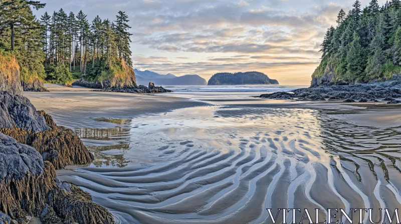 Scenic Beach Landscape at Sunset AI Image