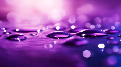 Purple Abstract Art with Water Droplets