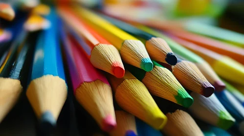 Pile of Colored Pencils Close-Up