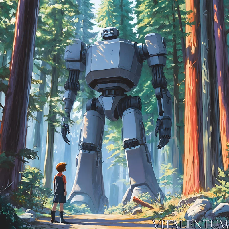 AI ART Forest Encounter: Boy Meets Robot