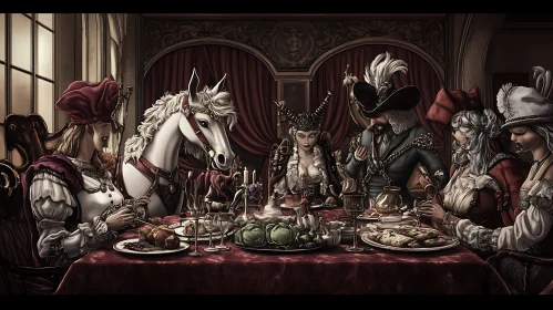 Vintage Dinner Party with Horse