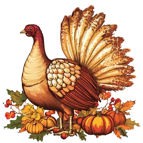 Festive Autumn Turkey with Pumpkins