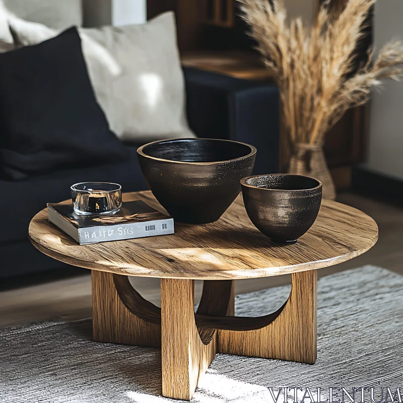 AI ART Ceramic Bowls on Rustic Table