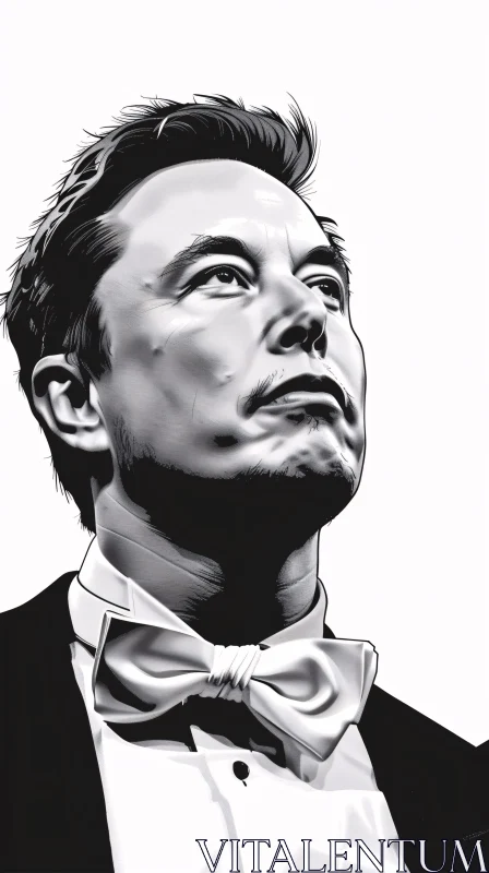 AI ART Elon Musk in Elegant Black and White Portrait