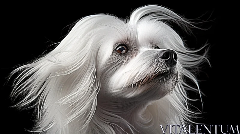 White Dog on Black Background: A Digital Art Portrait AI Image