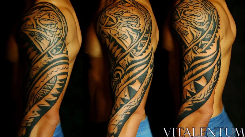 Detailed Tribal Arm Tattoo AI Image