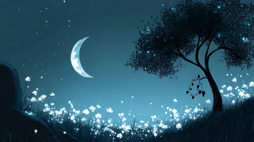Moonlit Meadow: A Nighttime Fantasy
