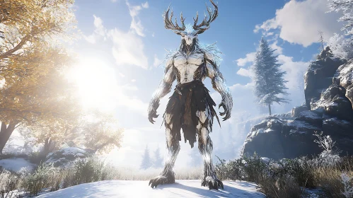 Winter Creature with Antlers