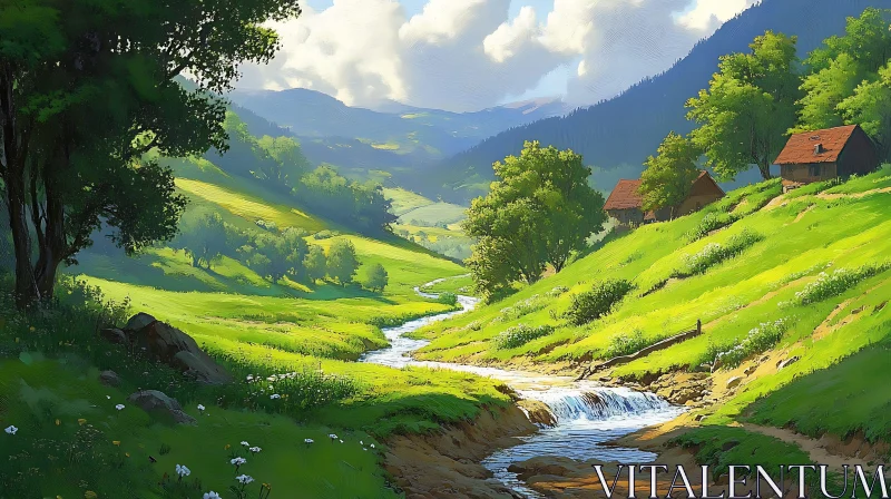 AI ART Serene River Valley View