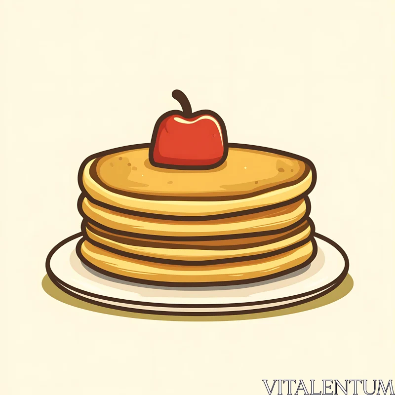 Stack of Pancakes with Apple Topper AI Image