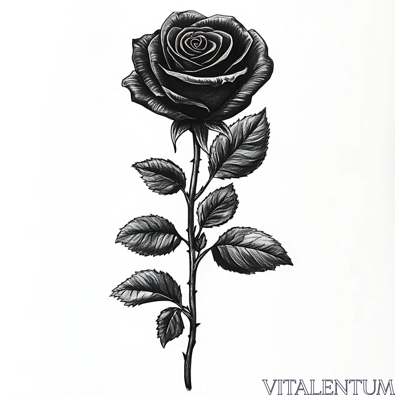 Intricate Rose in Monochrome AI Image