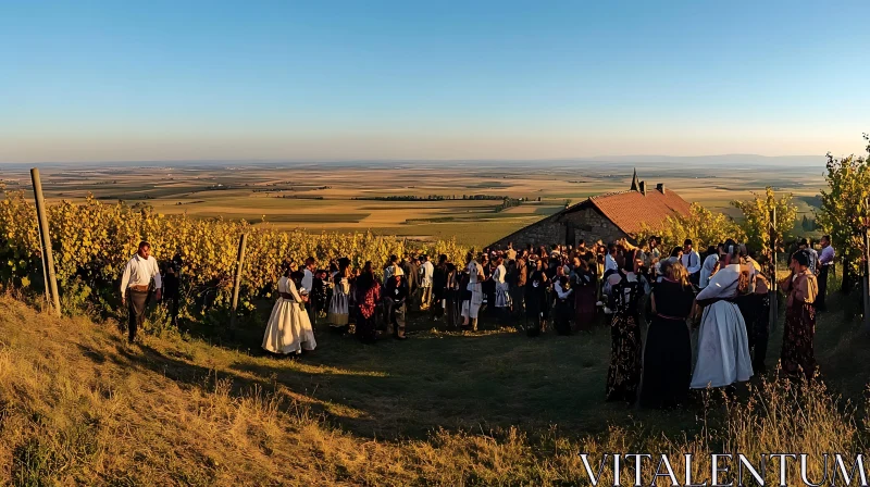 AI ART Traditional Attire Gathering on Hill