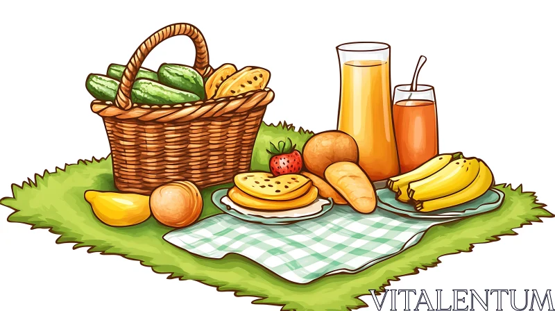 Delightful Picnic Spread on Green Grass AI Image