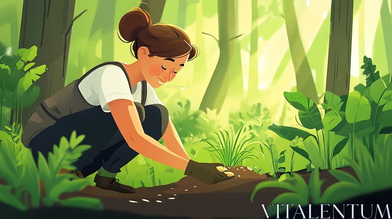 Forest Gardener Illustration AI Image