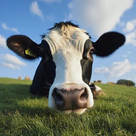 Close-up of Cow on Grassy Field