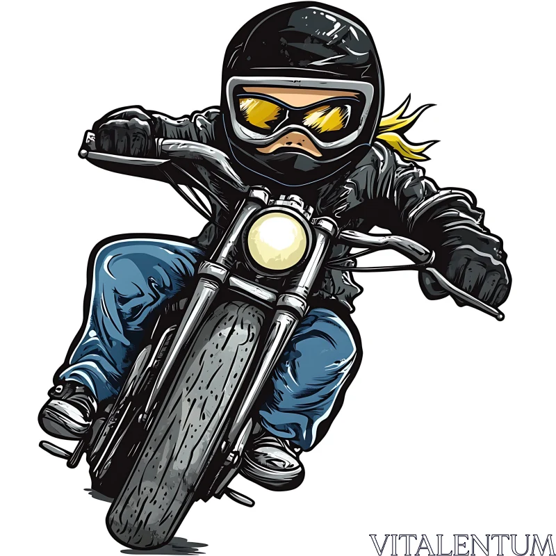 Motorcycle Cartoon Illustration AI Image