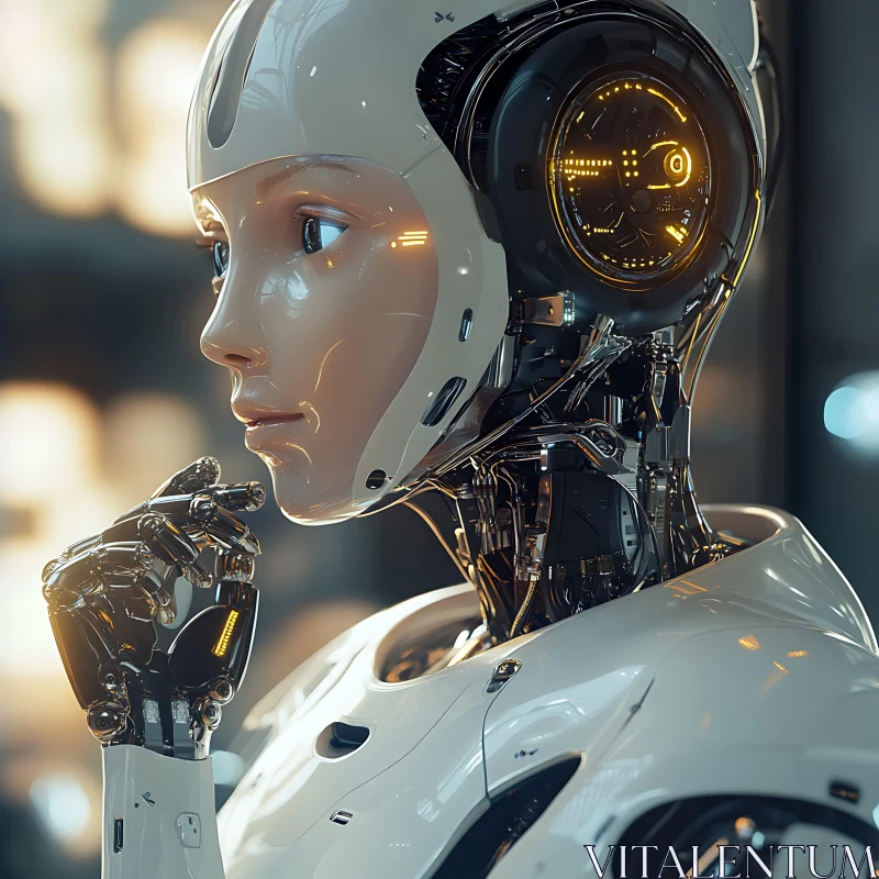 Advanced AI Cyborg in Focus AI Image