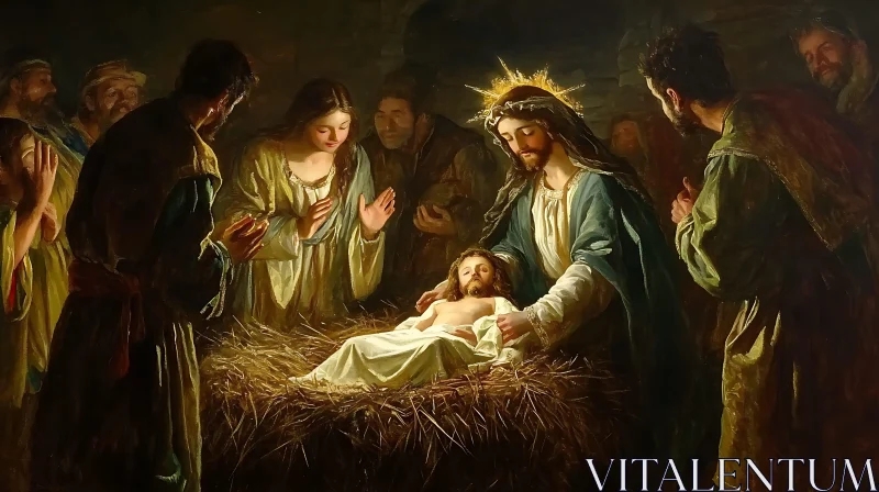 Birth of Jesus: Oil Painting AI Image