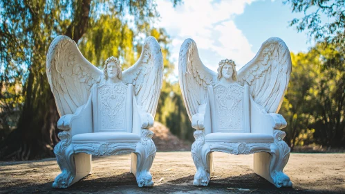 White Angel Winged Thrones Outdoor