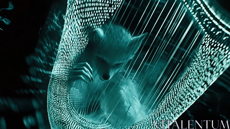 Fox Enmeshed in Glowing Strings AI Image