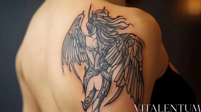 Detailed Angel Tattoo with Wings AI Image