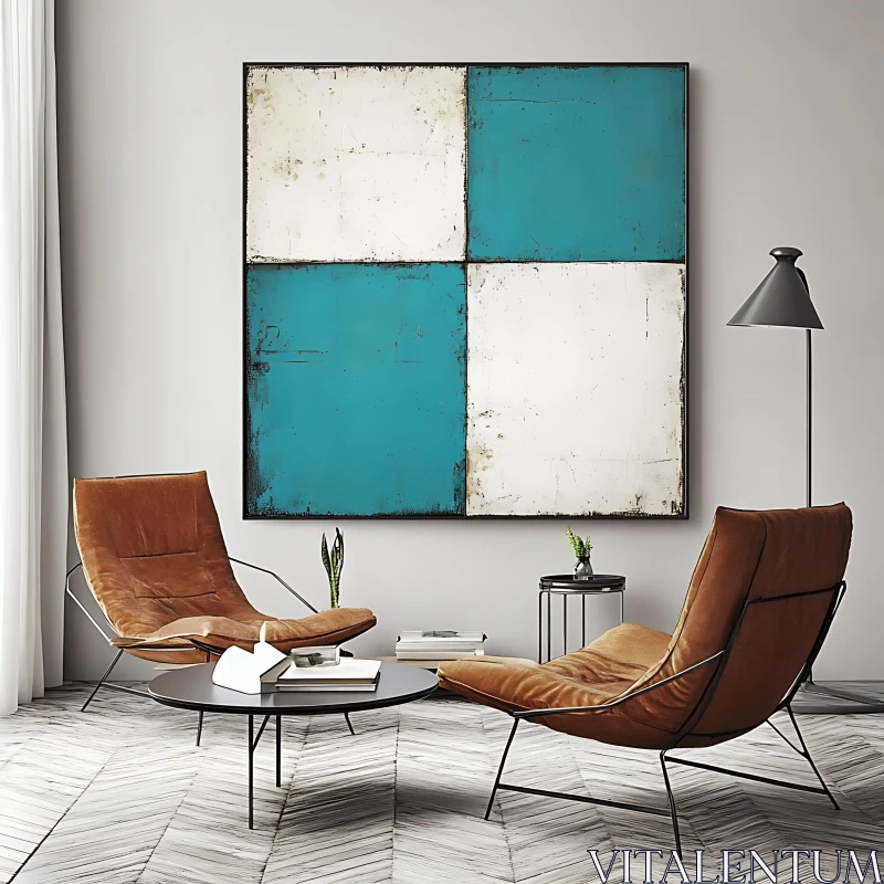 AI ART Contemporary Living Room with Artistic Flair