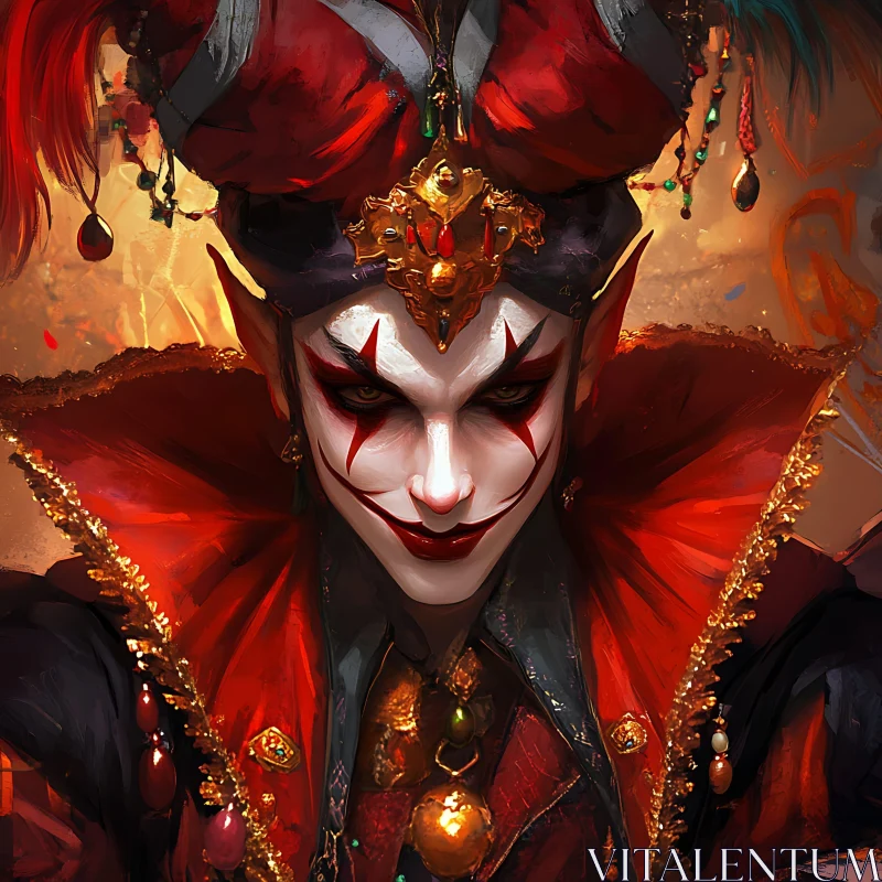 AI ART Fantasy Jester with Striking Makeup