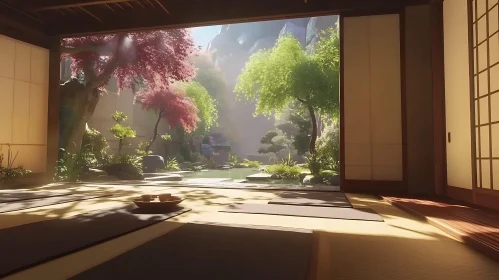 Peaceful Japanese Room with Garden