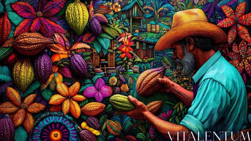 Tropical Cacao Harvest Art AI Image