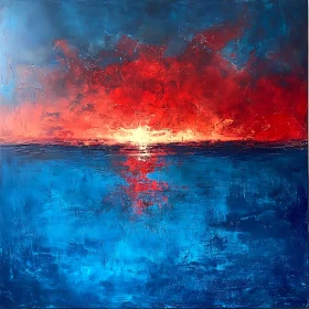 Abstract Ocean Sunset Painting