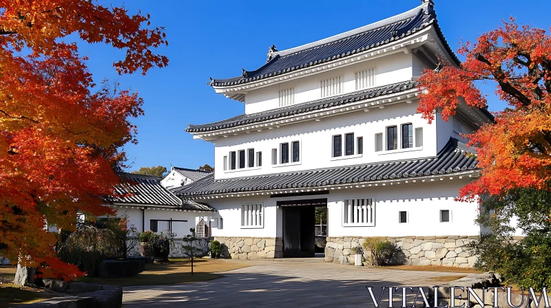 Traditional Japanese Architecture in Autumn AI Image